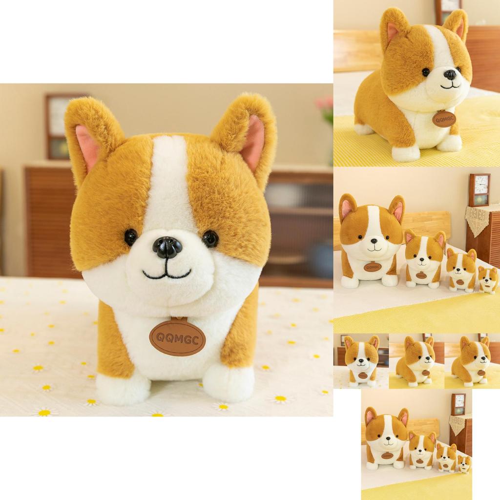 Adorable Corgi Plush Toy Soft Stuffed Animal Yellow Dog Doll Perfect Gift For Girls
