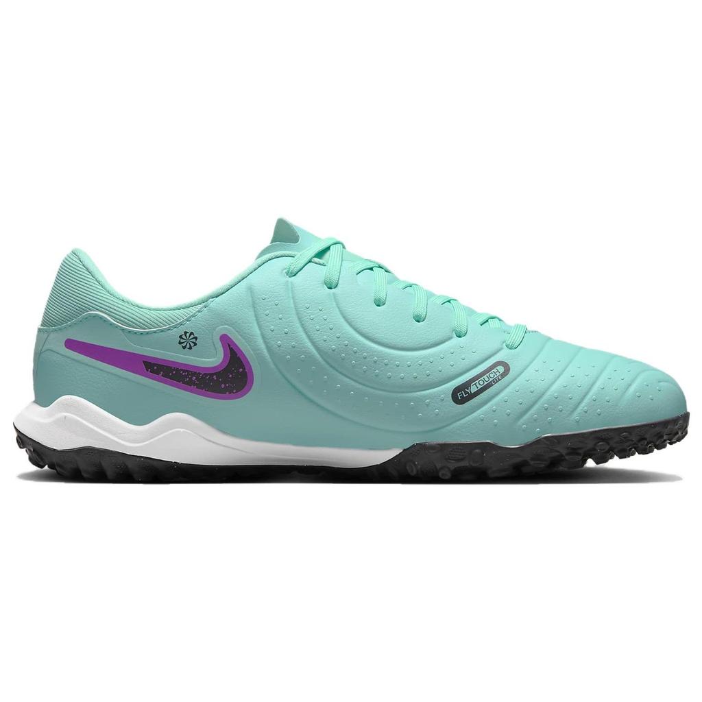 Nike Tiempo Legend 10 Lace Up TF Turf Artificial Turf Cow Leather Soccer Shoes Unisex Green Purple DV4342-300