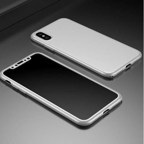 Coque - PHONILLICO - iPhone X - Argent - Ultra Slim - Protection Intégrale Verre Trempé