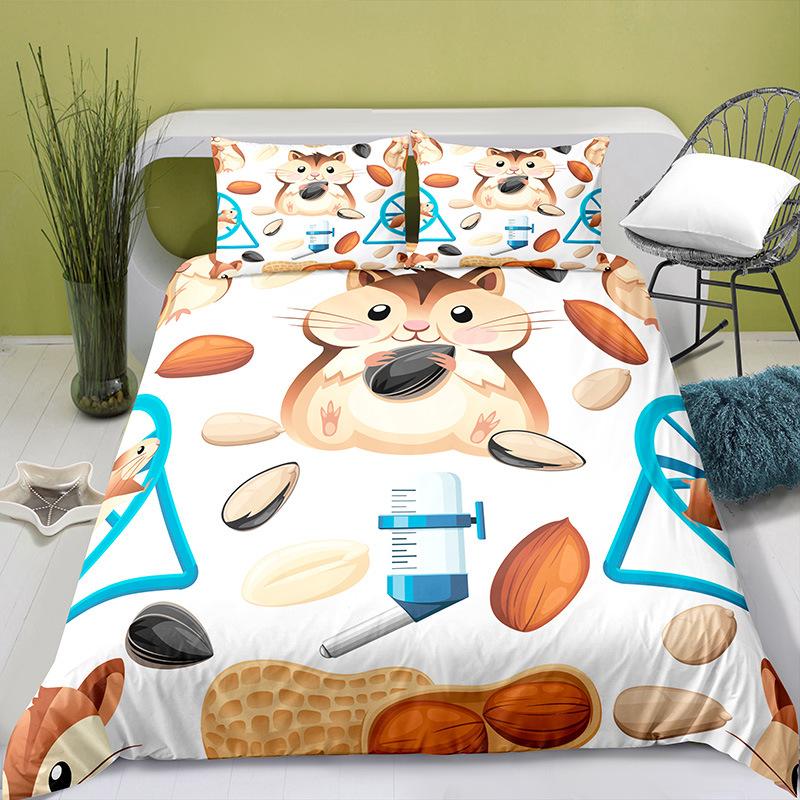 Cute Hamster Bedding Set Single Twin Full Queen King Size Pet Hamster Bed Set Aldult Kid Bedroom Duvetcover Sets 3D Anime 037