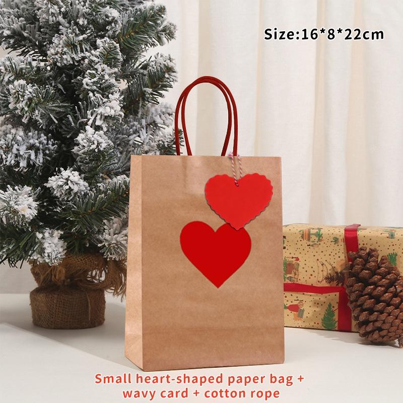 10Pcs High-Capacity Red Heart-Shaped Kraft Paper Gift Bags With Handles & Tags Festival Supplies Perfect For Valentine'S Day