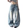 American Retro High-waisted Scimitar Jeans Women's High Street Design Loose and Thin Wide-leg Pants High Waist Light Wash Wide Leg Jeans
