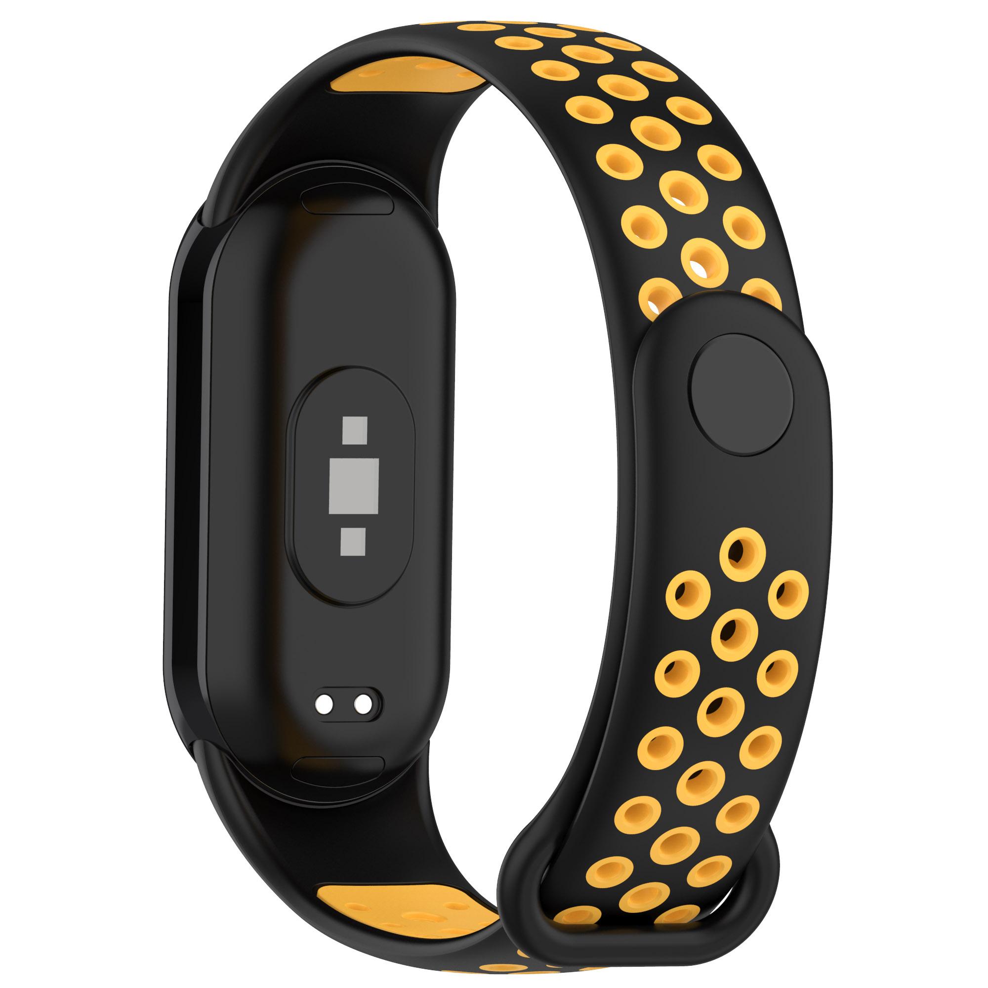 

Для Xiaomi Smart Band 9 NFC/Band 9/Band 8 NFC/Band 8 Силіконовий ремінець для годинника з силіконовим з єднувачем Black Yellow