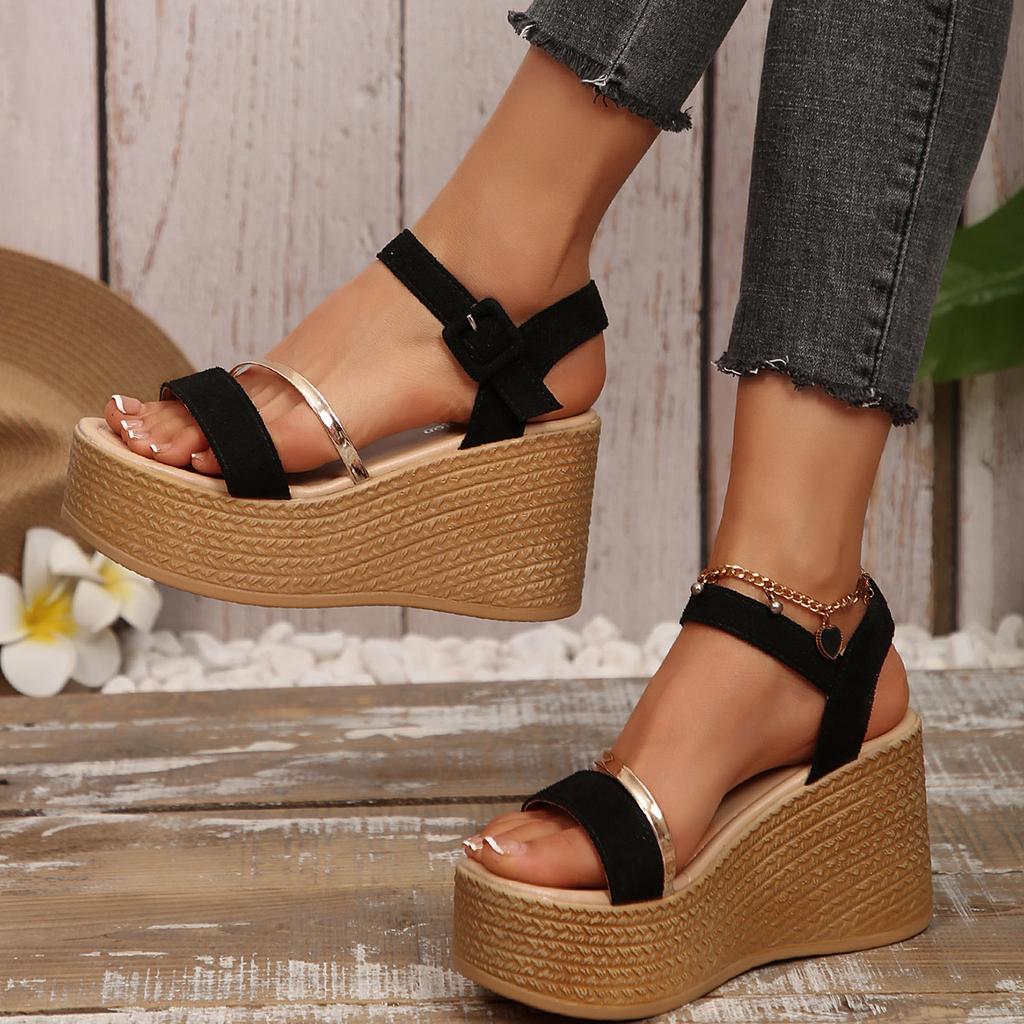 Fashion Women's Fashion Platform Sandals 2025 Summer Thick Bottom Wedge Sandals for Woman Ankle Strap High Heel Sandalias Mujer