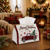 1pc Classic Holiday Nostalgic Tissue Box - Xmas Napkin Dispenser, Available Made of Durable Polyester, Decorated with Vintage Truck Pine Tree Snowflak