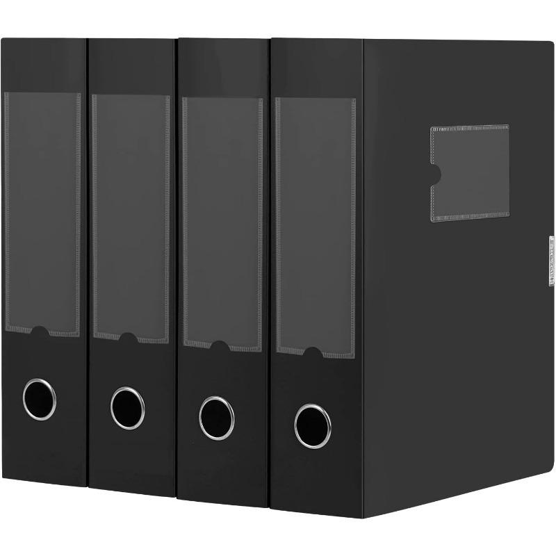 

A4 Storage File Boxes Plastic Archives Cases with Lid, File Folder Organizer Document Filing Box for office,31×7.5×23.5 cm, Blac