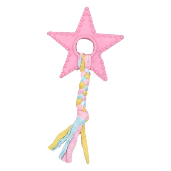 Hundespielzeug Sternform Welpen Zahnungsspielzeug mit geflochtenen Stoffstreifen Interaktives Hundezahnreinigungsspielzeug für kleine und mittlere Hunde