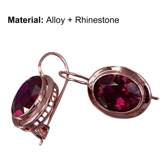 1 Paar rote Strass-Ohrringe für Damen, oval, hohl, glänzend, Ohrclips, Hochzeitsschmuck