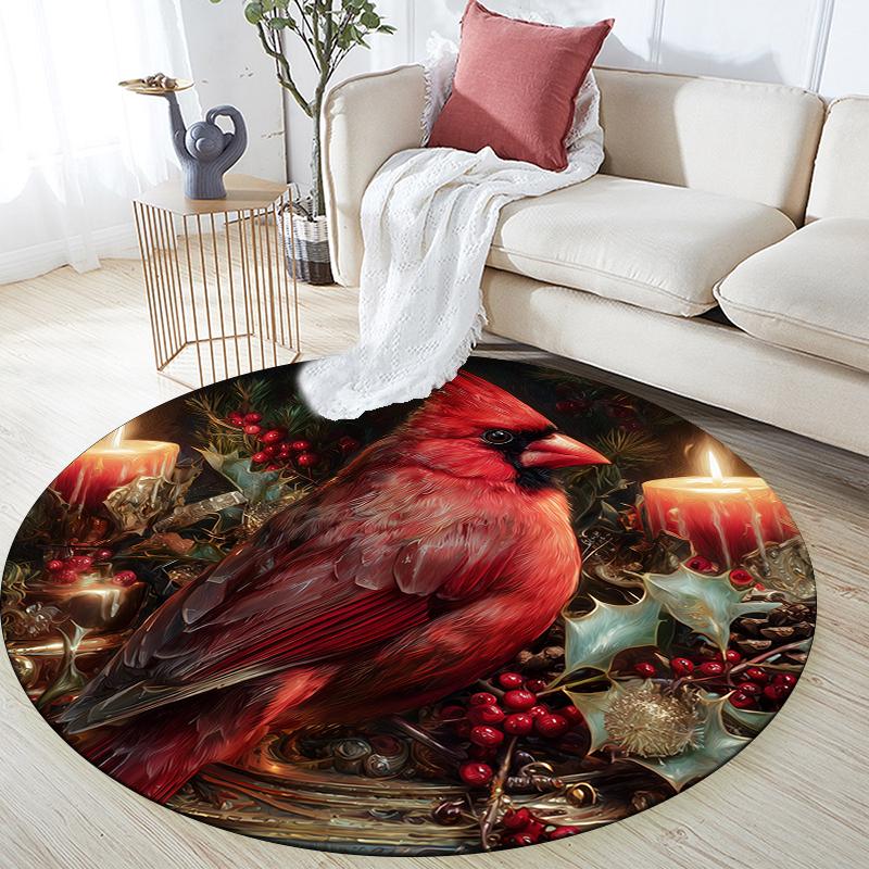 

Christmas Bird pattern round rug,Carpet Rug for Living Room Bedroom Sofa Playroom Decor,Non-slip Floor Mat,Holiday Gifts and Birthday Gifts 80cmx80cm