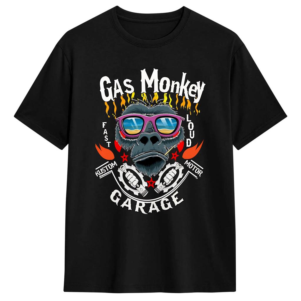 Unisex TShirt Monkey Gas Garage Novelty Cotton Tees Short Sleeve T Shirts O Neck Clothes 4XL 5XL