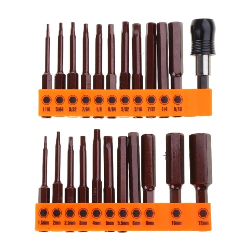 

23 Piece Set of Impact Drill Hex Head Wrench Bits for Heavy Duty Screw Driving Magnetic Key Drill Bits 1
