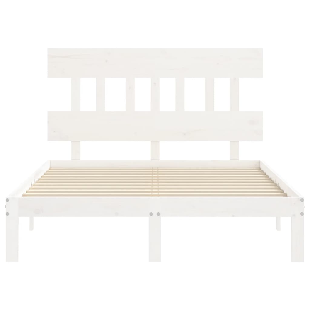Vidaxl Bed Frame Without Mattress, White, 140X190 Cm, Solid Pine Wood