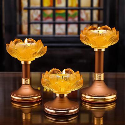 Glass Lotus Candle Holder for Home, Ghee Lamp Base, Buddha Offering Stand, Decorative Lamp Cup.