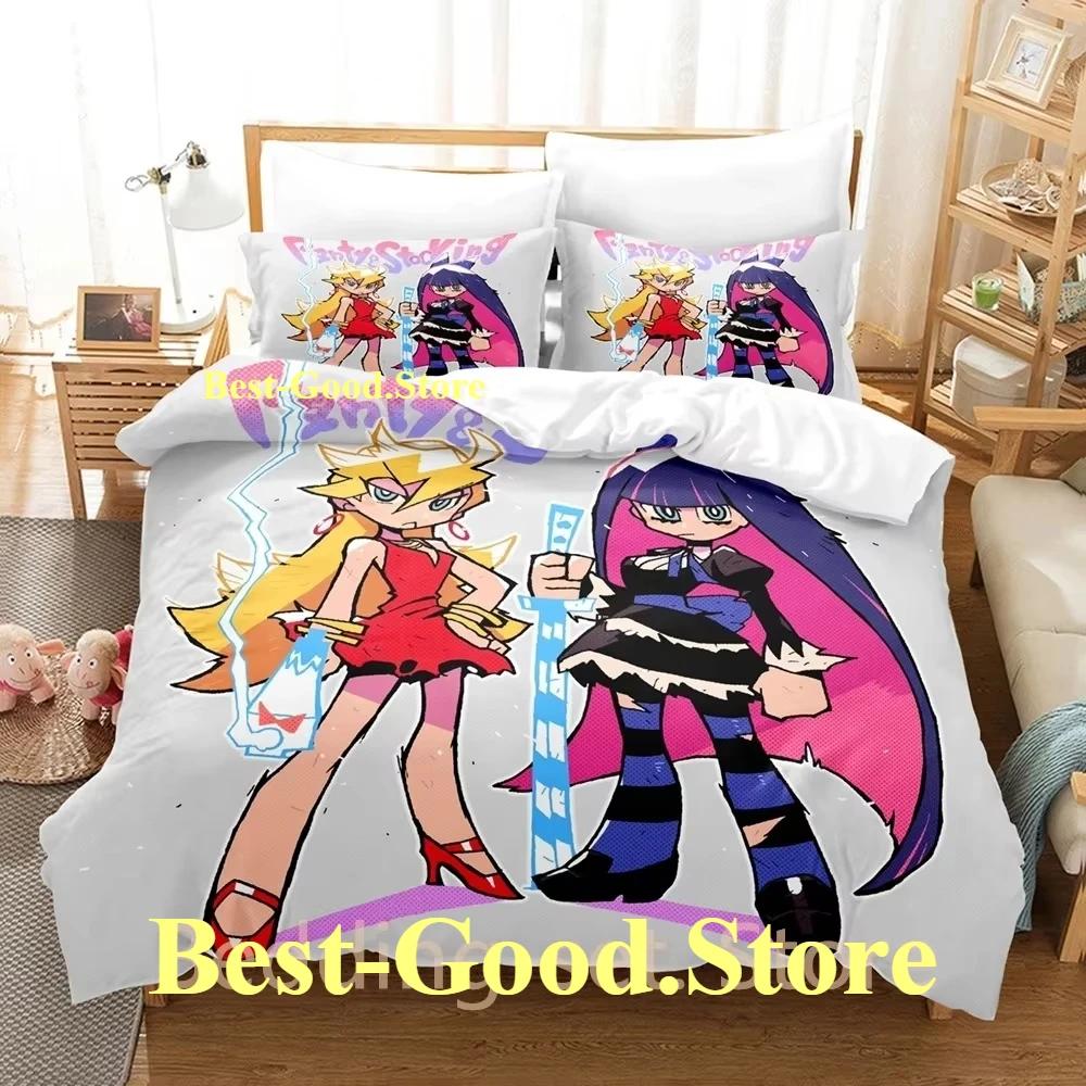 Panty and Stocking Bedding Set Single Twin Full Queen King Size Bed Set Adult Kid Bedroom Duvetcover Sets 3D Anime Bed Sheet Set