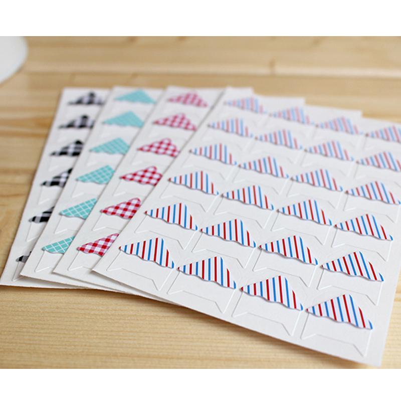 96 Pcs/Lot (4 Sheets) Retro Plaid Stripes Corner Paper DIY Stickers For Photo Album Fitting Frame Albums Decoration Scrapbooking