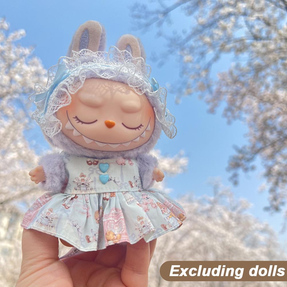 For 17cm Labubu Doll Clothes Lolita Dress Doll Clothes Color Match Dresses Dolls Accessories Cute Decoration Little Clothes