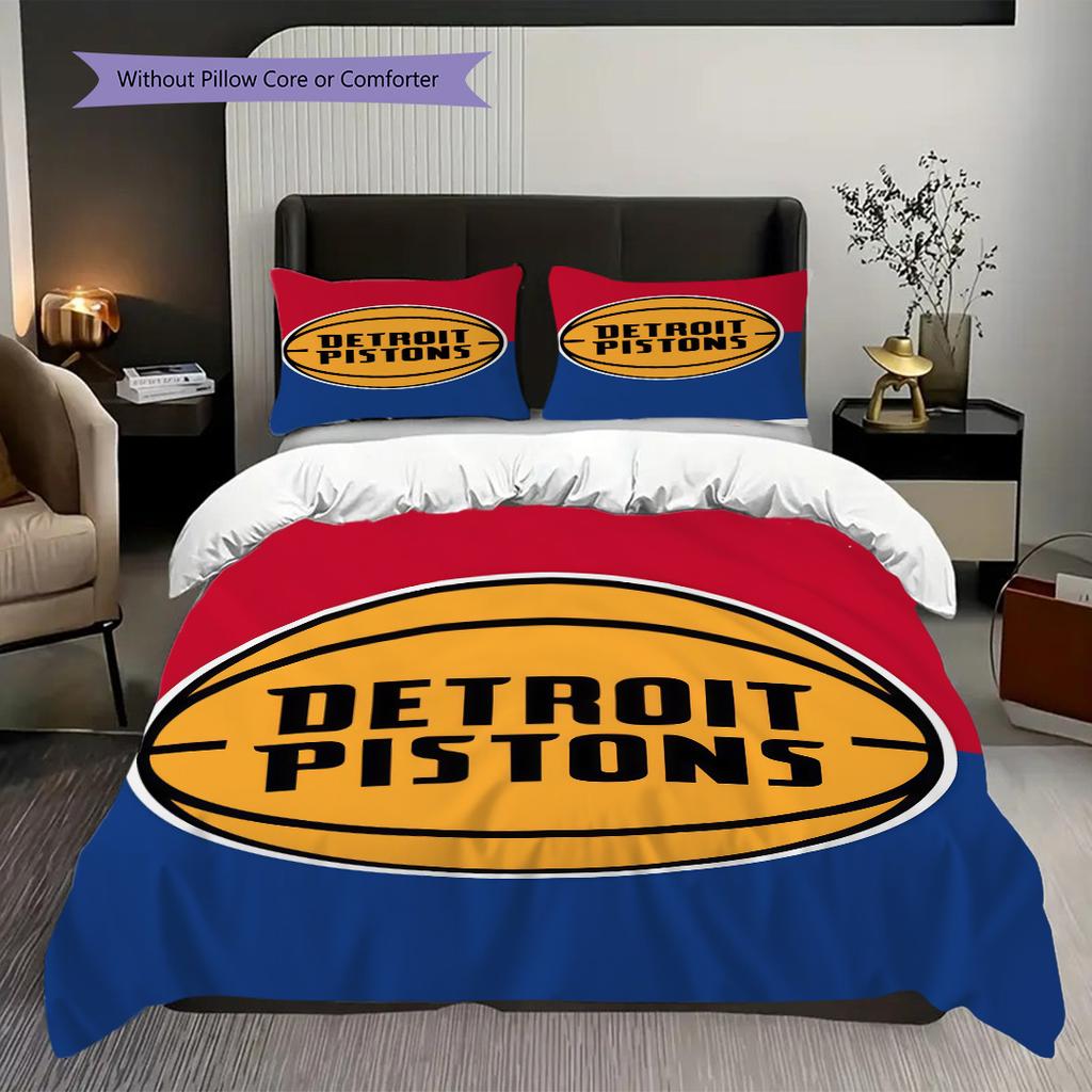 Detroit Pistons Basketball Team Logo Bedding(1 * duvet cover + 2 * pillowcase, without core) Soft and comfortable Bedding set Christmas birthday gift