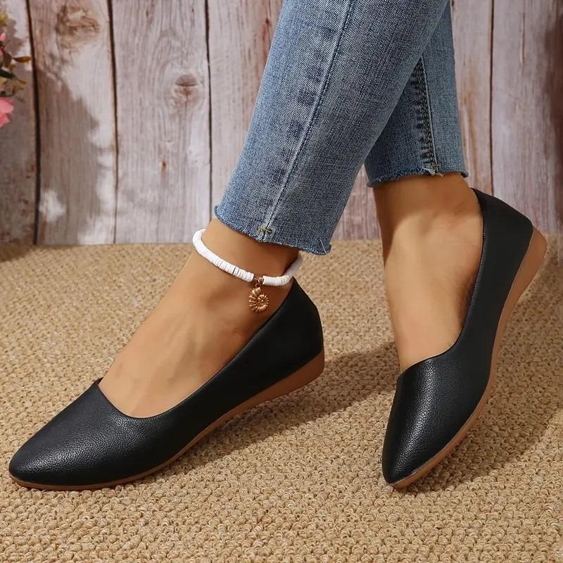 Scarpe casual da donna a punta, a punta piatta, con tacco basso, nuovo stile