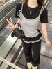 Morning Bloom Patchwork Ruffle Hem Short-Sleeve T-Shirt for Women
