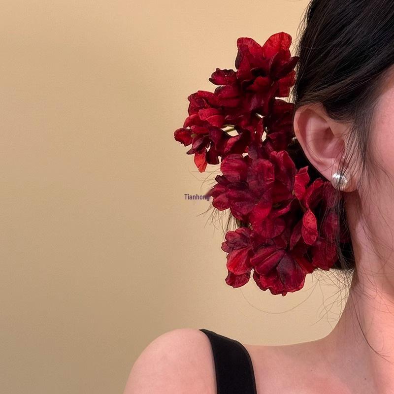 2025 Chinese Red Floral Hairpin - Hanfu Hair Stick Accessory