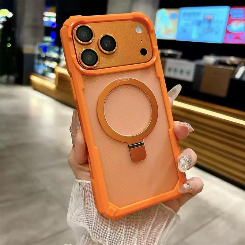 Rugged Shockproof Metal Magnetic Case For iPhone 17 Air 16 15 14 13 12 11 Pro Max Plus Holder With Camera Glass Ring Armor Cover