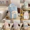 Letters Blocked Color Star Embroidery Pattern Student Backpack Pendant With
