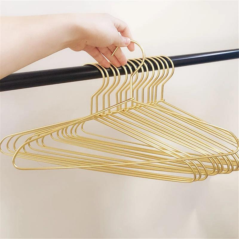 10pcs Silver/Gold Hanger For Clothes Aluminum Alloy Durable Clothes Hanger For Coats Skirts Pants Dress