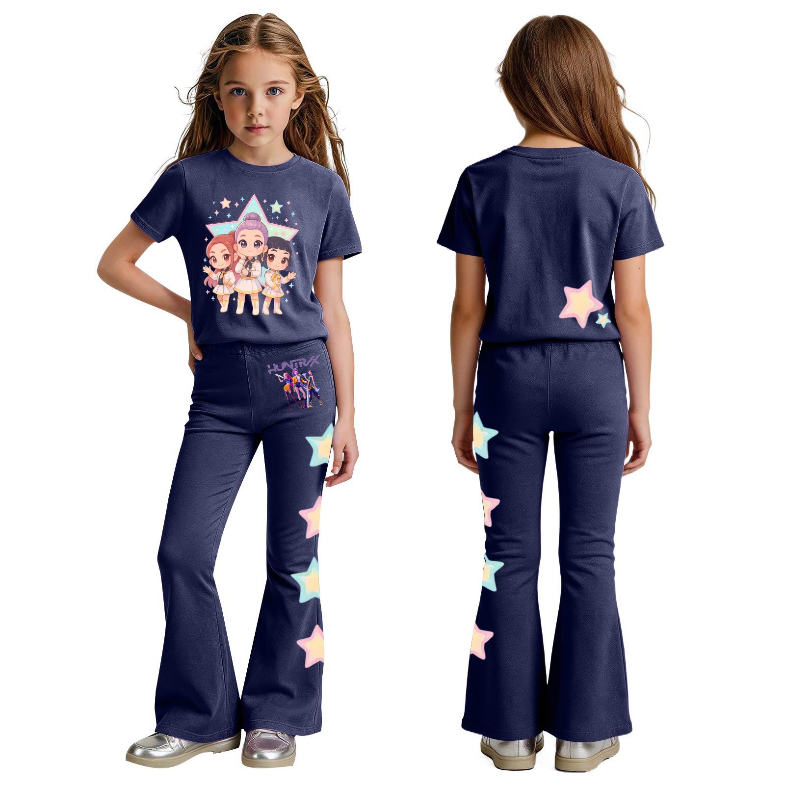 

Infant Newborn Baby Girls Boys Loose Print T-shirt+Pants Print Outfits Set 130 Темно-синій