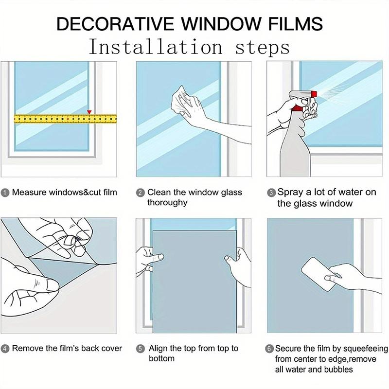 1PC PVC Aesthetic Natural Fit Showcase Moisture-proof Balcony Glass Waterproof Bedroom Window Sticker Bathroom Long-lasting