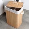 Kosz Łazienkowy Pojemnik Na Pranie Odzież Bieliznę Bambusowy Drewniany 70L