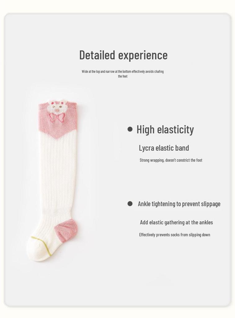 Liu Cheng Xing Breathable Cartoon Mesh Cotton Baby Knee-High Socks