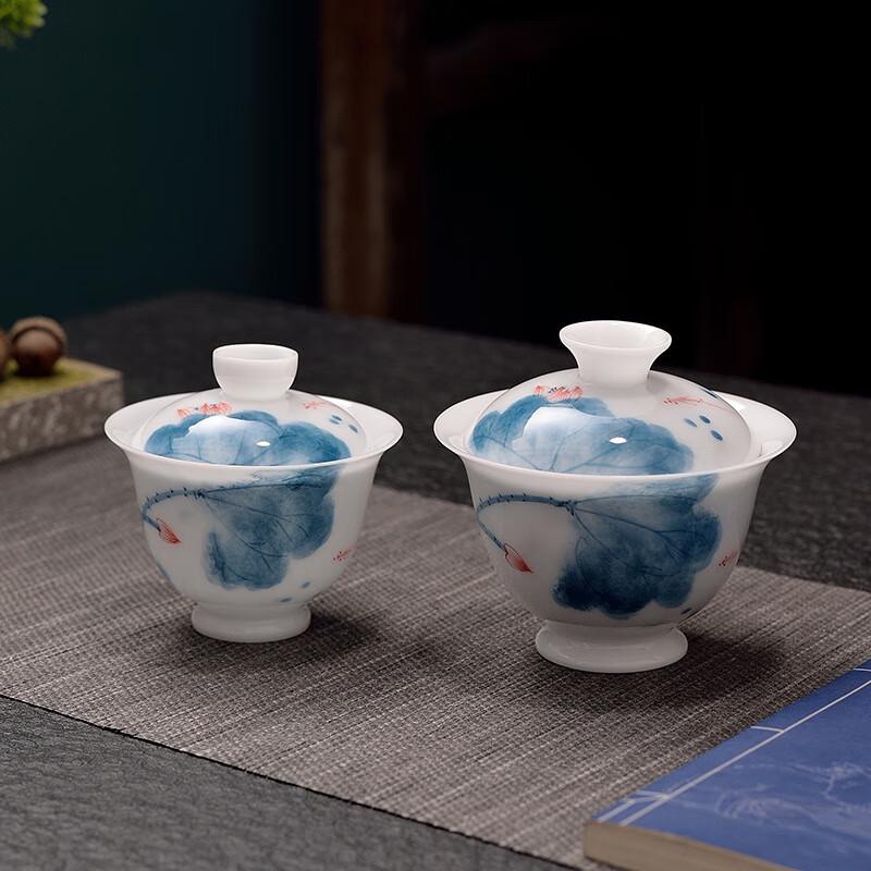 Yi Lu Tang Hand-Painted Ice-Jade White Porcelain Gongfu Tea Cups