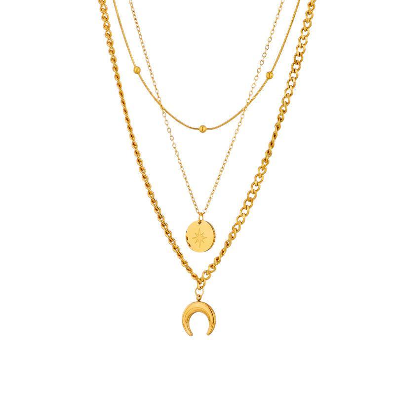 3Pcs Boho Star Moon Coin Stainless Steel Necklace Set Fashion Jewelry for Girls Graduation Gift Daily Wear