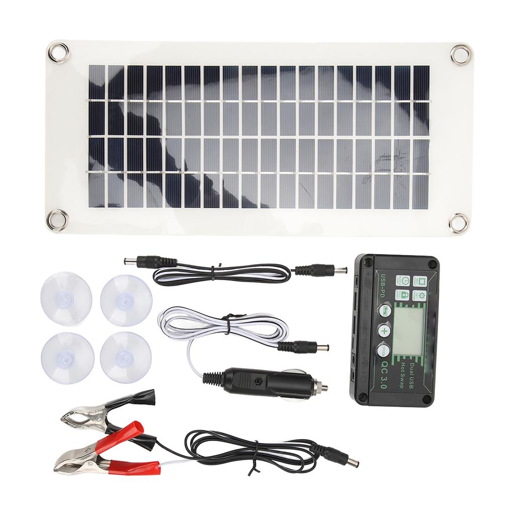 RV Solar Panel Kit 30W Polysilicon PET Battery Charger Panel with 50A Charge Voltage Controller for