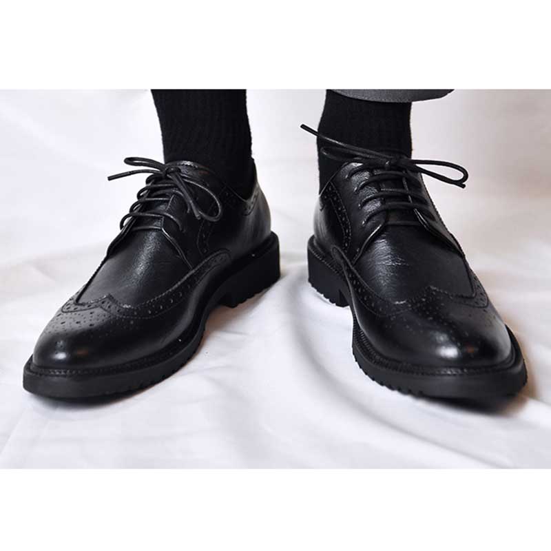 Pánské kožené boty pro střední věk a mladé lidi, z hovězí kůže, pro čtyři roční období, společenské, formální k obleku, zvyšující výšku, ležérní, britský styl, svatební boty pro ženicha