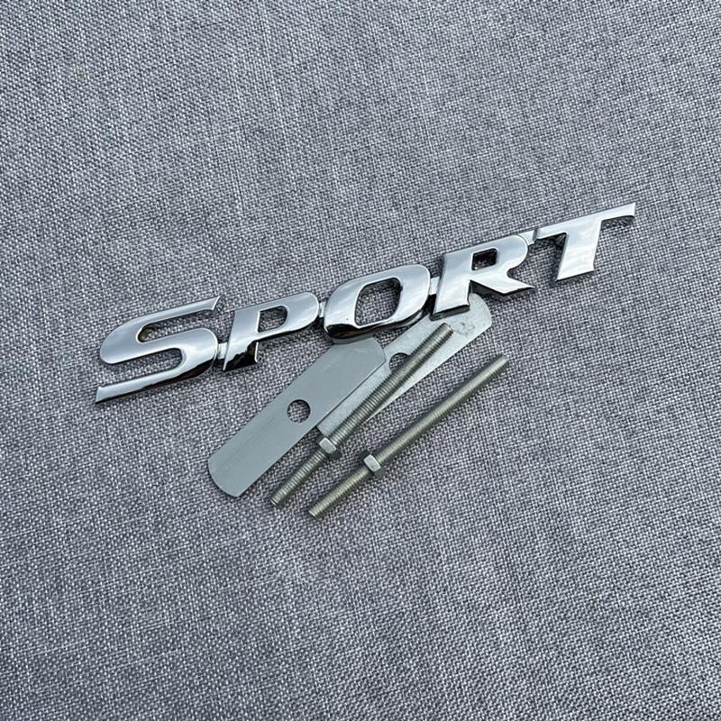 3D Metal Black Logo Sport Emblem Letters Sticker Car Front Grill Badge Trunk Decal For Sport Sticker Accessories