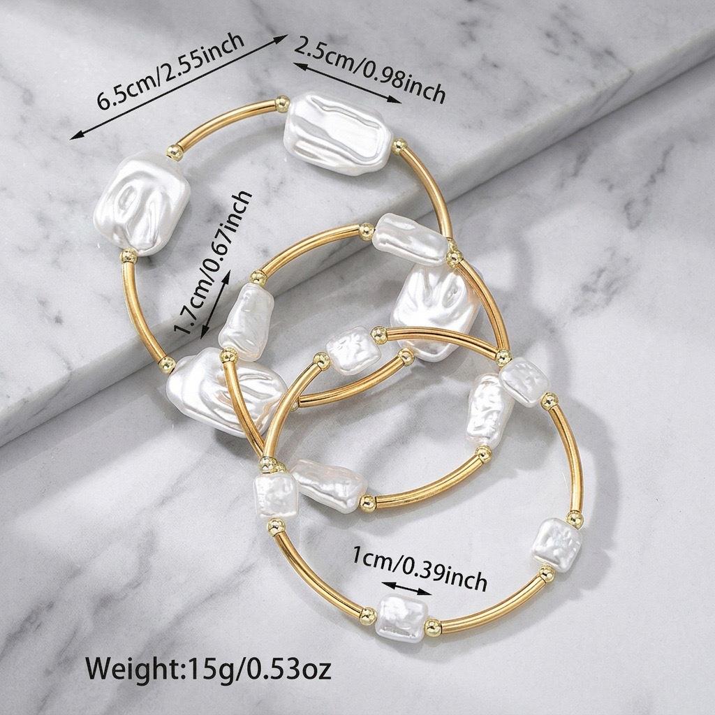 European and American jewelry, baroque retro stacked special-shaped pearl bracelets, simple elbow splicing bracelets