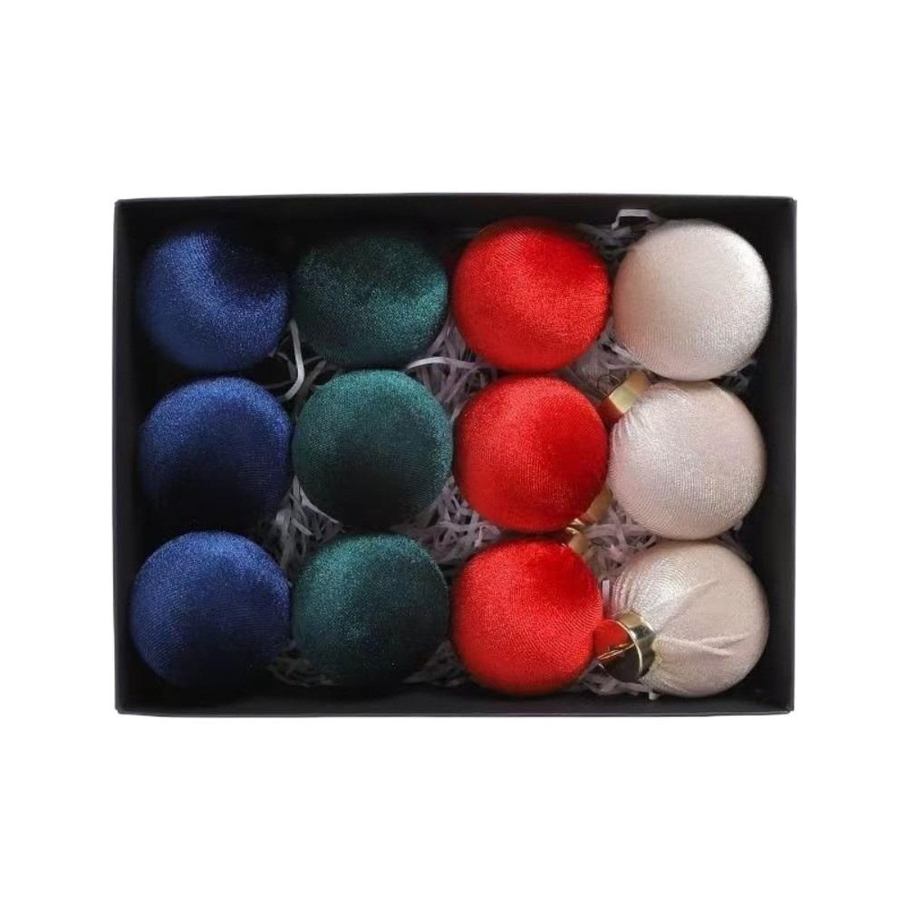 12pcs/SET Velvet Velvet Christmas Balls Set 6cm Christmas Tree Ornaments  Party Supplies