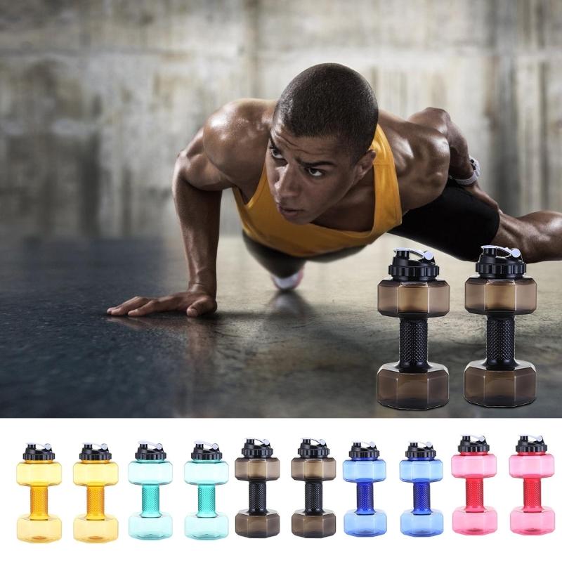 Gewicht Wasserflasche Hantelförmiger Wasserbehälter mit Auslaufsicherem Deckel, Hantel Wasserflasche, Fitness Sport Wasserflasche