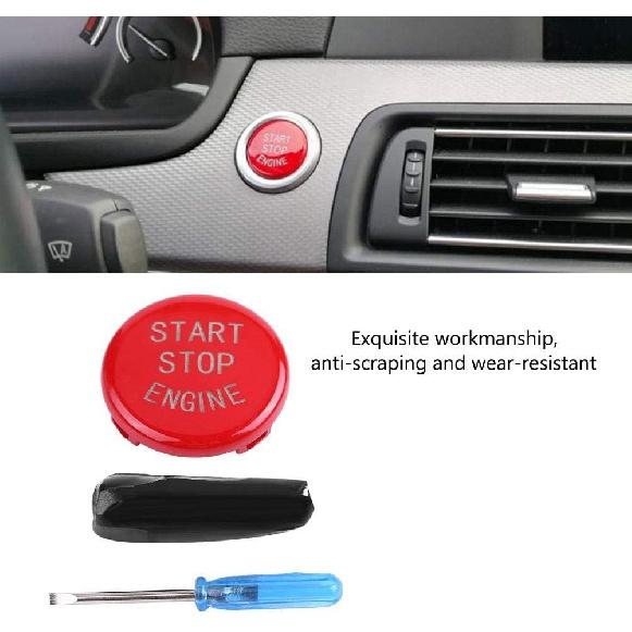 Car Engine Start Stop Switch Button Cover for E Chassis 3 Series E90 E91 E92 E93 5 Series E60 2004-2009 X1 E84 X3 E83 X5 E70X6 E71X6 E72(Red)