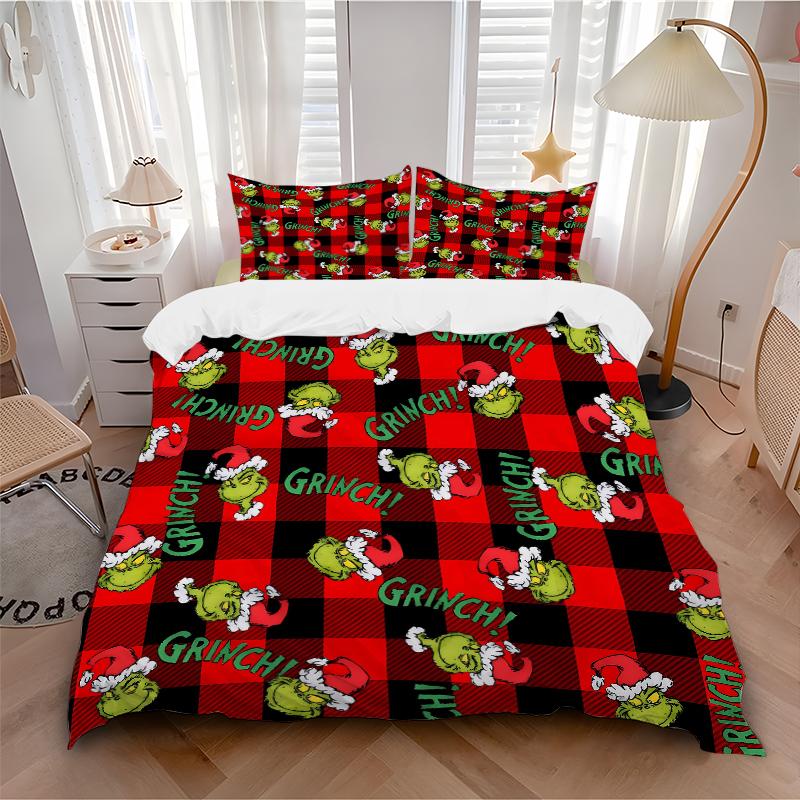 3Pcs Grinch Christmas Bedding Set Quilt