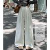 2025 Spring Women's High Waist Loose Wide-Leg Cotton Pants with Drawstring