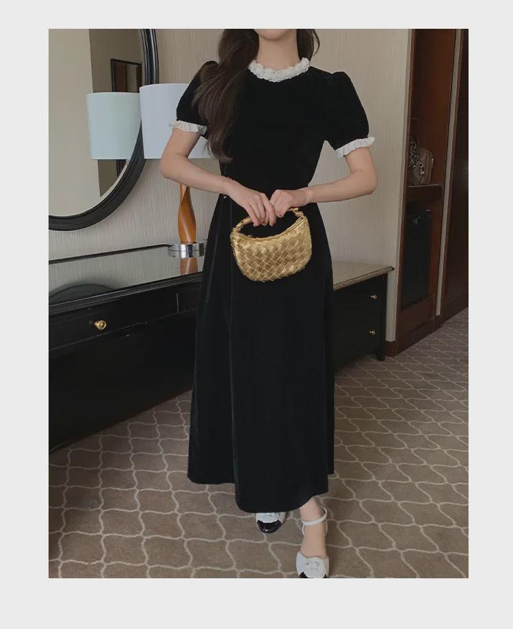 2024 Winter French Style Velvet Dress with Elegant Sleeves - Interpretation of Beauty F2197