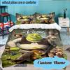 Ensemble de literie personnalisé avec nom et Shrek pour amitié 3 pièces, Ensemble de literie comprenant 1 housse de couette et 2 taies d'oreiller pour chambre à coucher, Dortoir Cadeau