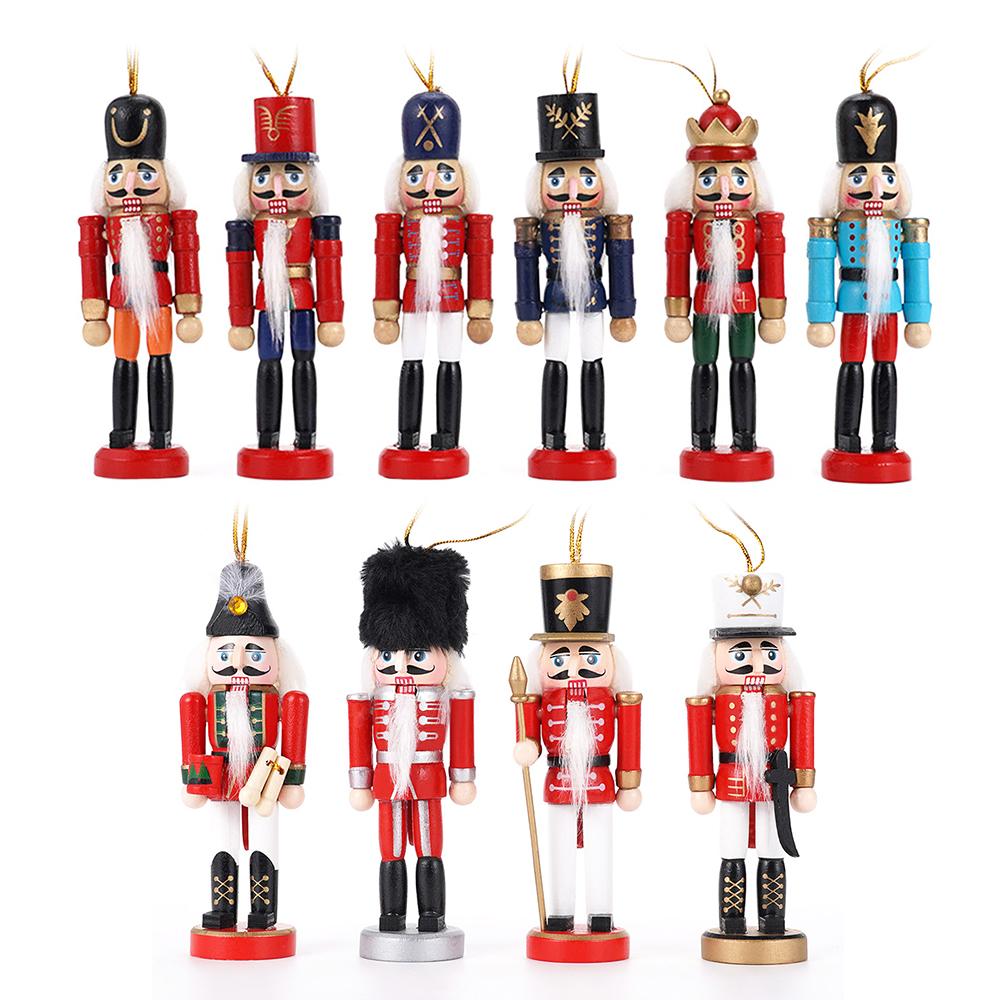 

Mini Nutcracker Ornaments Wooden 10pcs 12cm Christmas Tree Decor Set DIY Xmas for Holiday Party Decorating Kids Adult Gift