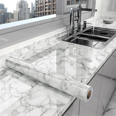 55cm Kitchen Wall Stickers Vinyl Marble Self Adhesive Wallpaper Heatproof Waterproof Contact Continuous Wallcovering Wall Decor