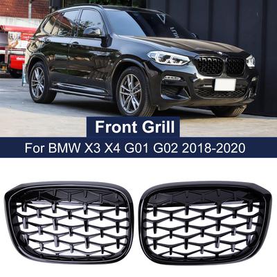 2 adet araba ön ızgaralar böbrek ızgara BMW X3 G01 G08 X4 G02 2018-tampon elmas Trim yarış ızgarası Meteor