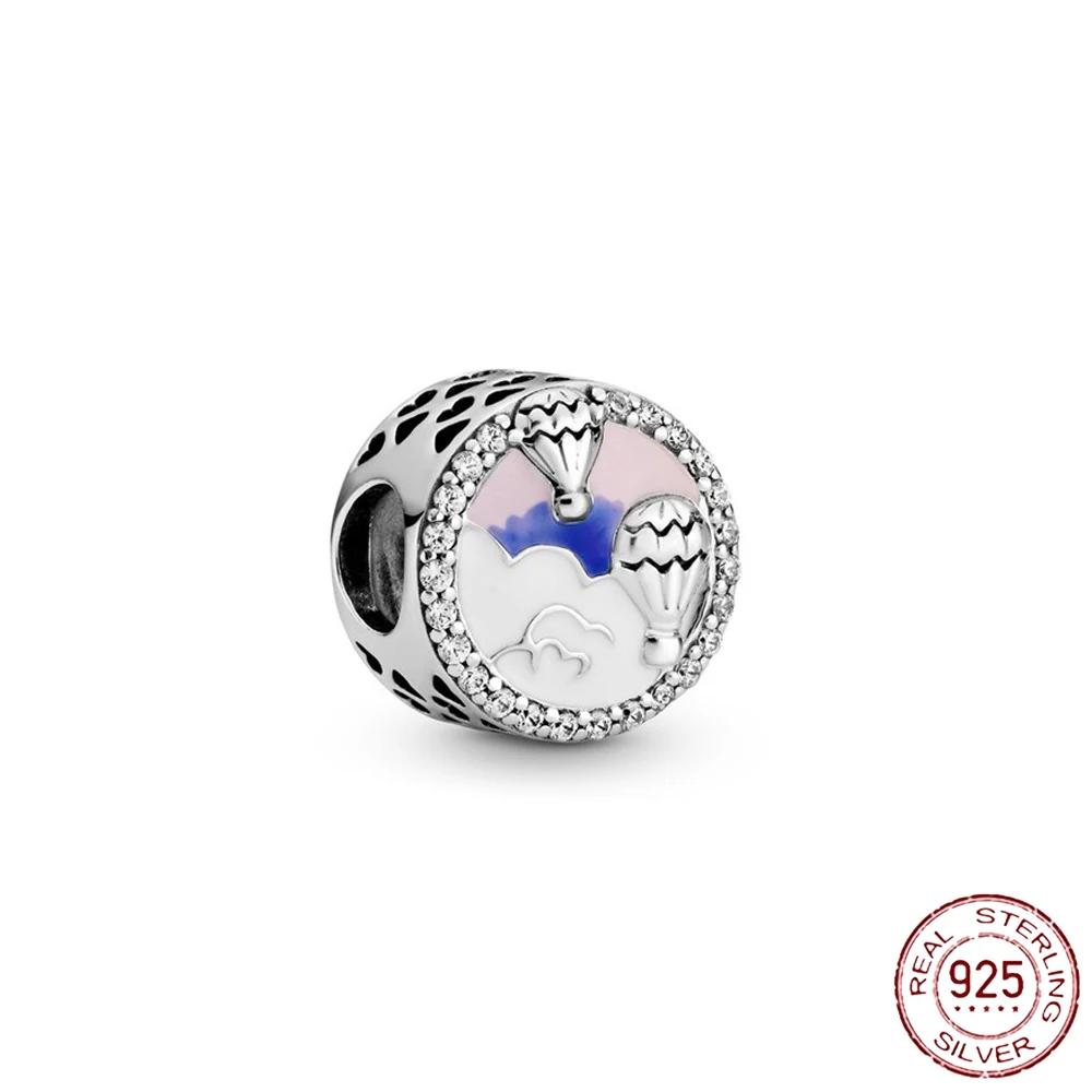 New Sterling Silver Rose Girl Boy Pink Sparkle Spacer Clip bead For Original  Bracelet Charm Jewelry For Women