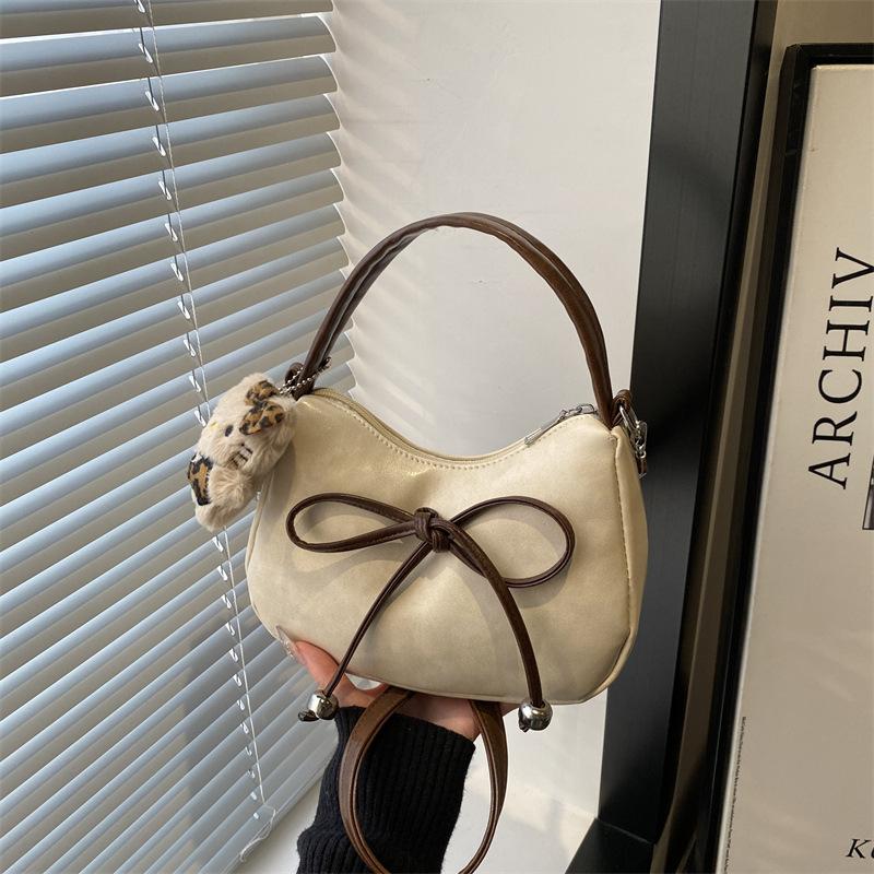 Bag niche design bow hand bag versatile commuter messenger bag Maillard bag women