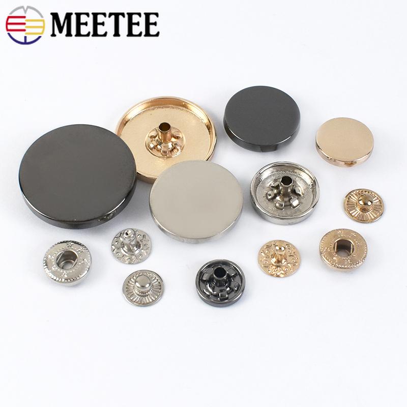 Meetee 100Sets 10-17mm Metal Button 14 Colors Press Studs for Leather Clothes Bags Decor Snap Fasteners Kit Sewing Accessories